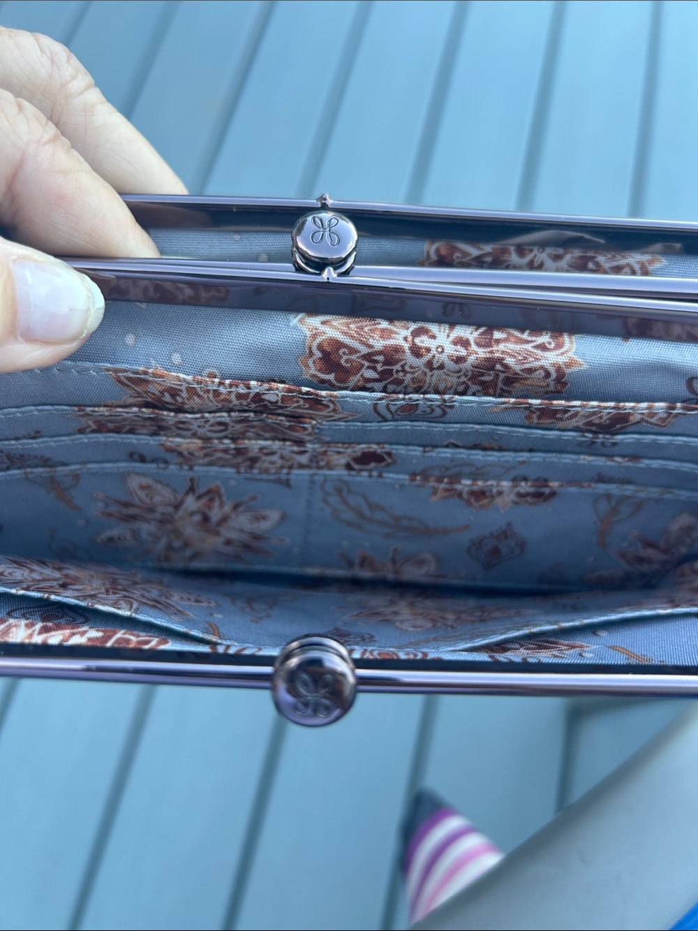 HOBO Metallic Bronze Leather Frame-Clasp Clutch, NWT - Picture 8 of 10